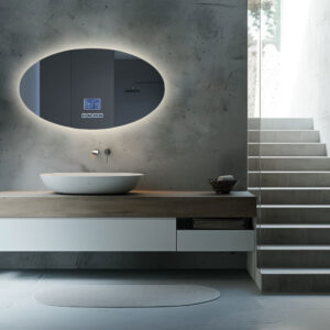 Ellipse Spiegel mit Medienstation