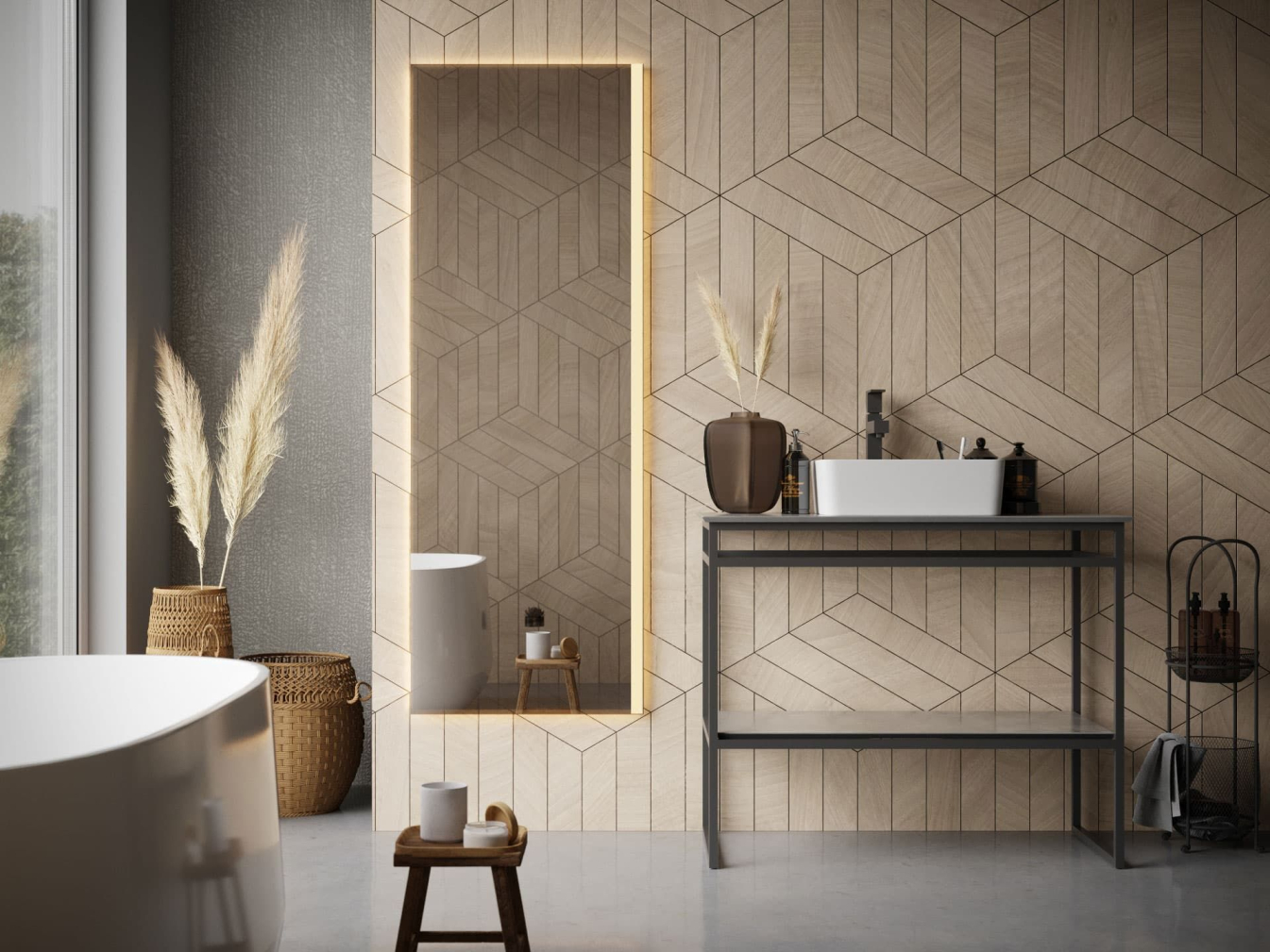 Ganzkörperspiegel ATROS ist ein Spiegel mit rundherum Beleuchtung