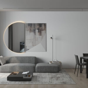 Beleuchteter halber – Kristallspiegel in 6 mm Stärke mit Beleuchtung